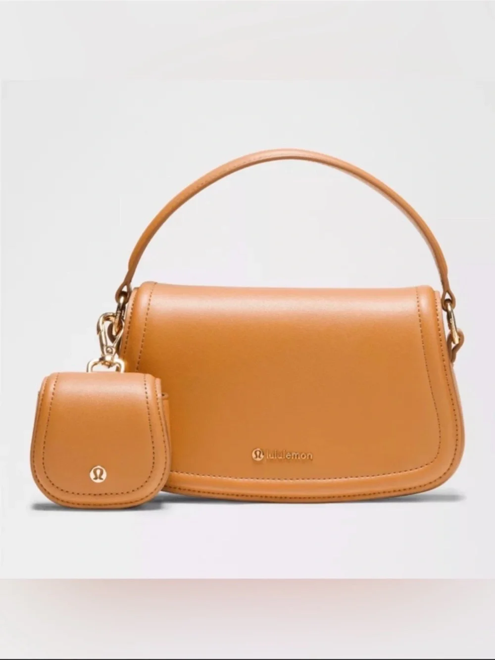 Lululemon Cactus Leather Mini Bag Chestnut Brown Gold NWT
